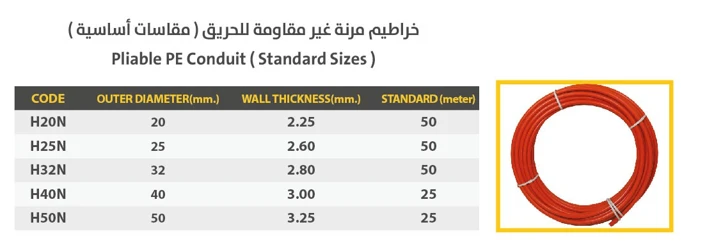 Pliable PE conduit(standrd sizes)